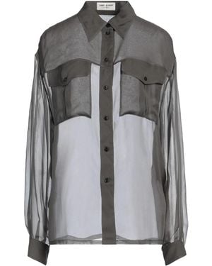 Saint Laurent Crepe Long-Sleeved Shirt - Gray