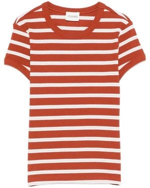 Closed Striped Rib-Knit T-Shirt - Red
