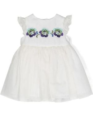 Etro Floral Embroidered Ruffled Dress - White