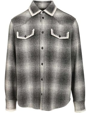 Golden Goose Checked Crochet-Trimmed Shirt Jacket - Gray
