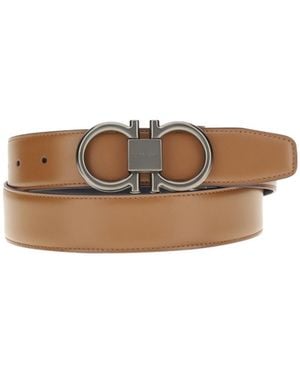 Ferragamo Ferragamo Reversible Gancini Leather Belt - Brown