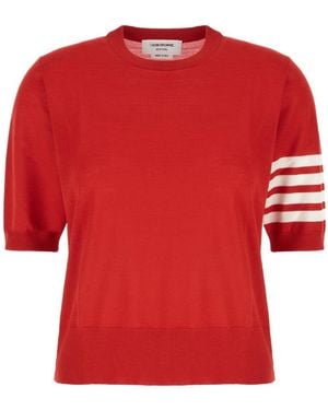 Thom Browne Stripe-Detail T-Shirt - Red