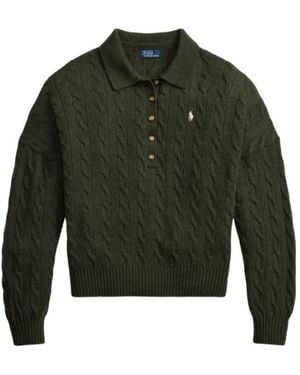 Polo Ralph Lauren Cable Knit Polo Sweater - Green