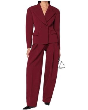 ANDAMANE Burgundy Single-Breasted Jacket - Red