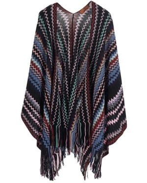 Missoni V-Neck Long-Sleeve Knit Wrap - Blue