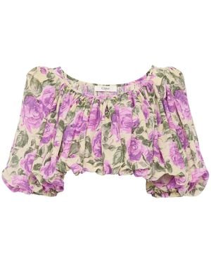 Chloé Chloé Cropped Puff-Sleeved Top - Pink