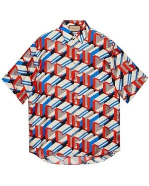 Gucci Logo-Print Silk Shirt - Red