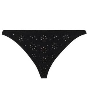 Tory Burch Solid Color Stretch Bikini Bottoms - Black