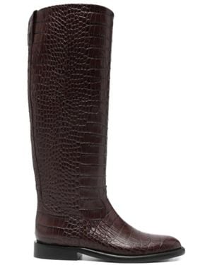 Paris Texas Montana Croc-Effect Montana Boots - Brown