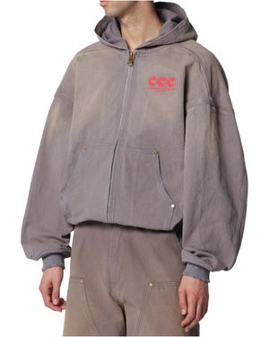 Willy Chavarria Ccc Vintage-Effect Hooded Jacket - Grey