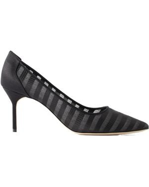 Manolo Blahnik Bb 70 Striped Mesh Pumps - Black