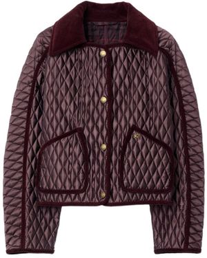 Burberry Long Sleeved Quilted Jacket - Purple