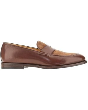 Brunello Cucinelli Paneled Leather Penny Loafers - Brown