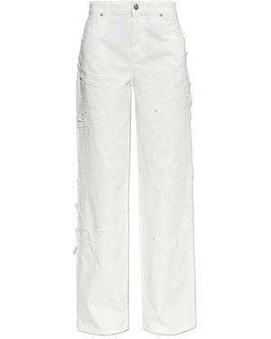 Blumarine Lace-Trimmed Straight-Leg Jeans - White