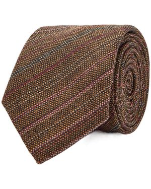 Dries Van Noten Wool Striped Tie - Brown