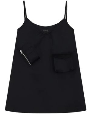 we11done V-Neck Slip Minidress - Black