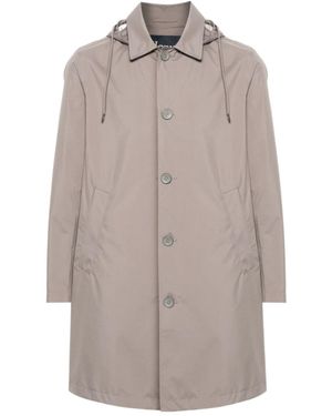 Herno Single-Breasted Hooded Coat - Grey