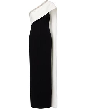 Roland Mouret Caped Embellished Satin Crêpe Gown - Black