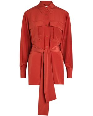 JOSEPH Yas Belted Silk Shirt - Red