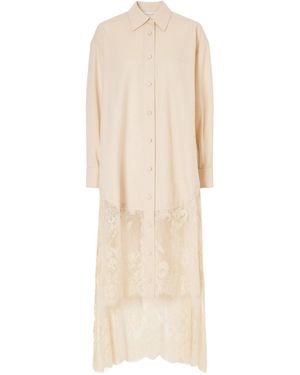 Zimmermann Asymmetric Lace-Trimmed Stretch-Wool Shirt - Natural