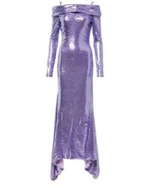 The Attico Fanny Sequined Off-Shoulder Gown - Purple