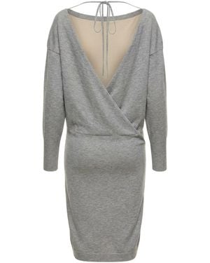 Gucci Wrap Designed Stretched Midi Dress - Grey
