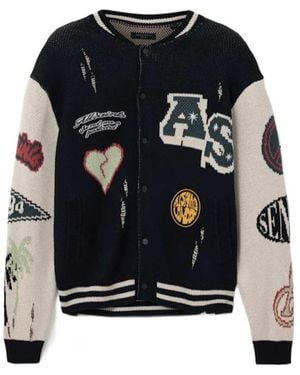 AllSaints Chase Jacquard Knit Cardigan - Blue