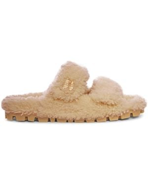 Miu Miu Logo-Lettering Slip-On Sandals - White