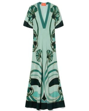 La DoubleJ La Doublej Marlene Placed-Print Maxi Dress - Green