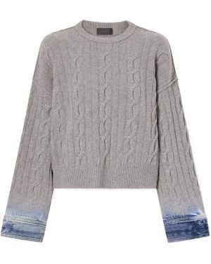 Haikure Karine Denim-Trimmed Cable-Knit Cotton Sweater - Gray