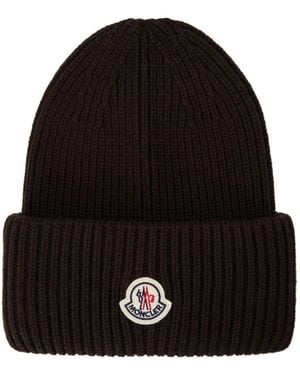 Moncler Coarse Ribbed Knitted Cold-Weather Cap - Black