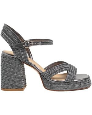 Castañer Castañer Valle Interwoven Metallic Slingback Sandals - Grey