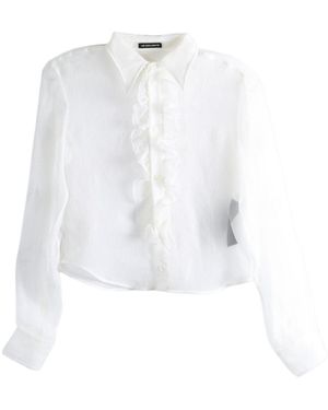 Ann Demeulemeester Ruffled-Trim Long-Sleeve Shirt - White