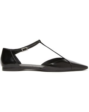 Max Mara Buffed Leather Ballet Flats - Brown
