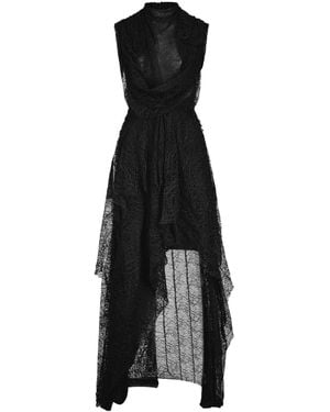 McQueen Asymmetric Sleeveless Midi Dress - Black