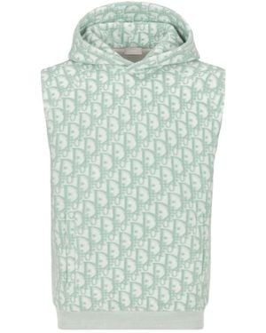 Dior Homme All-Over Logo Patterned Sleeveless Hoodie in Blue for
