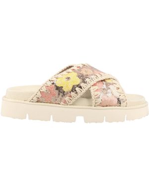 Mou Criss Cross Slide Sandals - Metallic