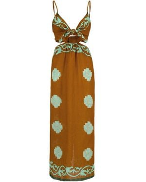 Johanna Ortiz V-Neck Dress - Metallic