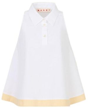 Marni Organic Poplin Polo Top - White