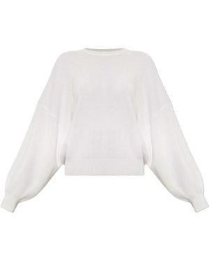Lisa Yang Veira Balloon-Sleeve Knitted Sweater - White