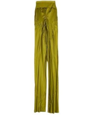 Rick Owens High-Waisted Loose Satin Trousers - Green