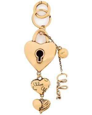 Chloé Chloé Heart Padlock Charm Keyring - Metallic