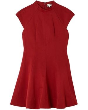 STAUD Ellie Panelled Cotton-Blend Faille Mini Dress - Red