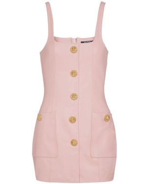 Balmain Buttoned Leather Mini Dress - Pink