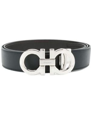 Ferragamo Leather Reversible Belt - White