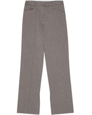 REMAIN Birger Herringbone-Pattern Striped Pants - Gray