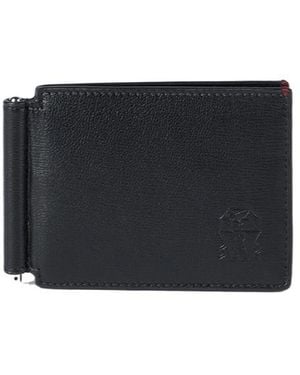 Brunello Cucinelli Grained Leather Money Clip Wallet - Black