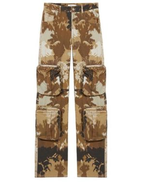 Blumarine Camouflage Printed Straight Leg Cargo Jeans - Natural
