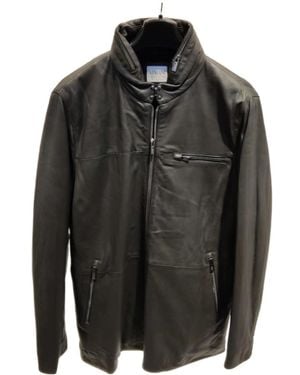 Armani Collezioni Long-Sleeved Leather Jacket - Black