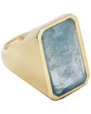 Irene Neuwirth Classic Bezel Cigar 18-Karat Aquamarine Ring - Blue
